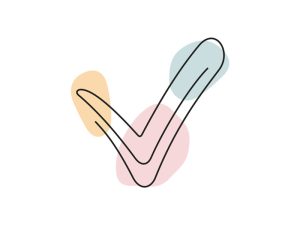 A colored continuous line illustration of a check or checkmark symbol depicting a completed task.