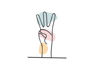 A human hand holding up three fingers indicating the number three.