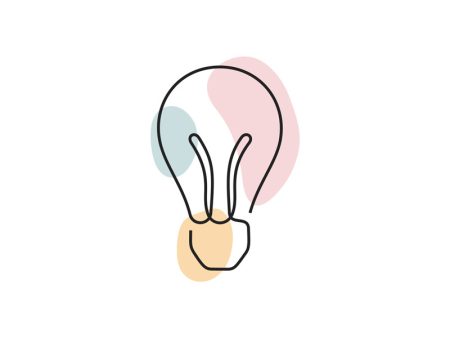 A colored continuous line illustration of a light bulb depicting thoughts and perception.