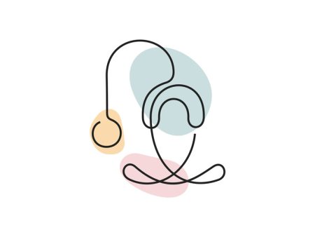 A colored continuous line illustration of a medical stethoscope indicating medical testing and screening.