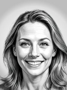 A grayscale portrait of Chelsea Kelly: Menopause Guidance Senior Author & Contributor.