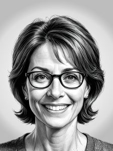 A grayscale portrait of Julia Reyes: Menopause Guidance Senior Content Reviewer & Fact-Checker.