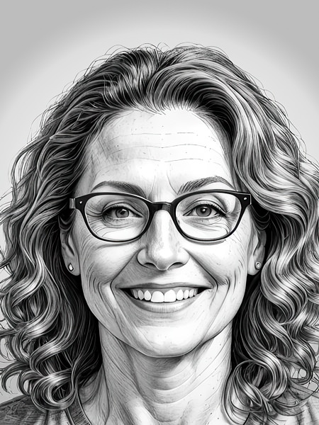 A grayscale portrait of Louise Turner: Menopause Guidance Senior Author & Contributor.