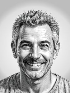 A grayscale portrait of Paul Hinson: Menopause Guidance Senior Author & Contributor.